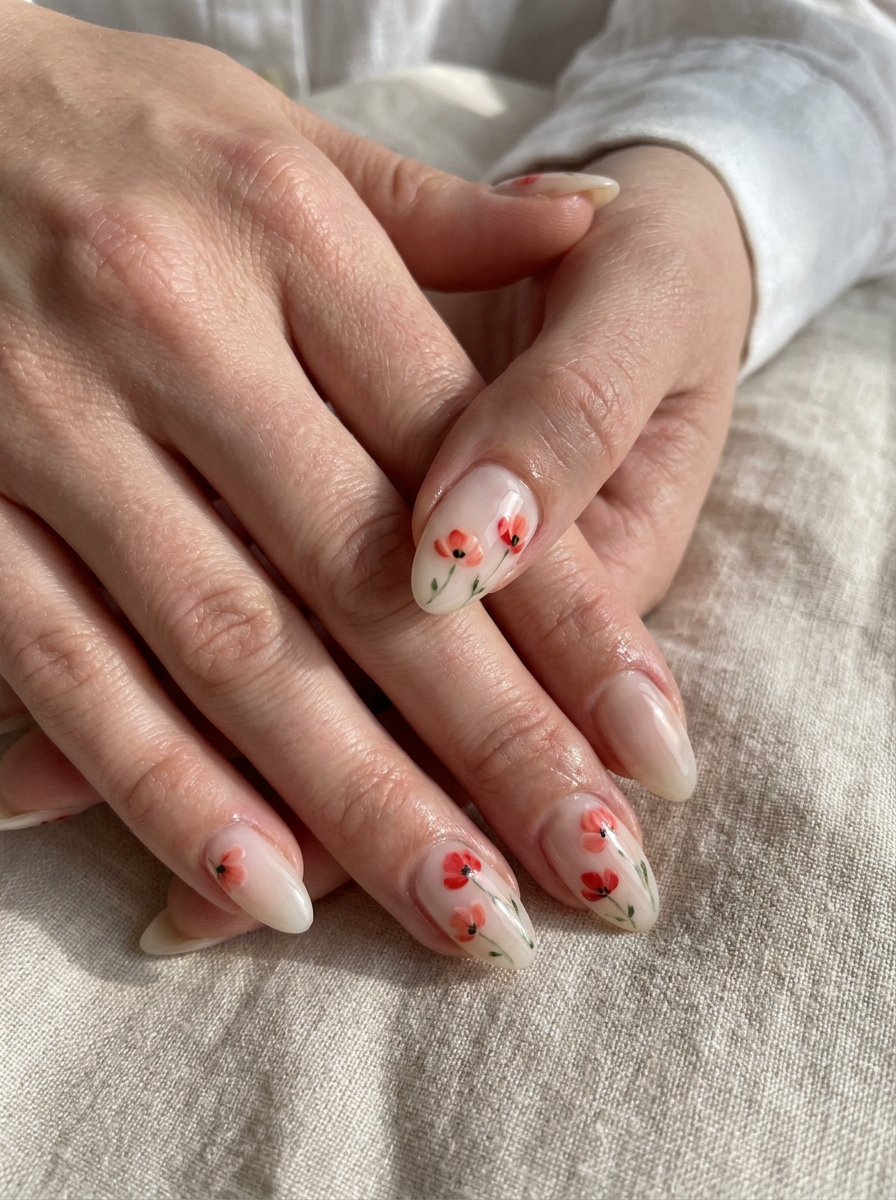Poppy Flower Nails
